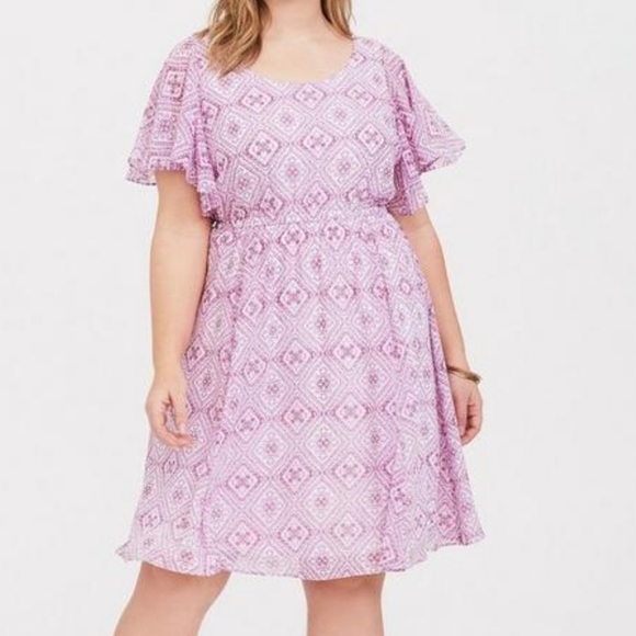 Torrid Mini Chiffon Flutter Skeeve Skater Dress - Picture 1 of 14